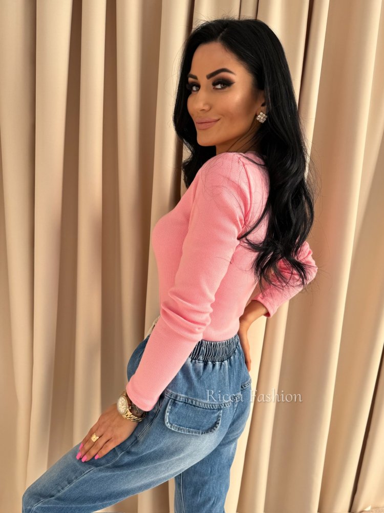 Bluzka bawełniana prążek PATTY, light pink