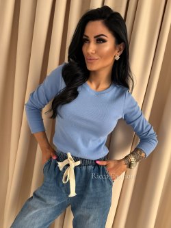 Bluzka bawełniana prążek PATTY, denim blue