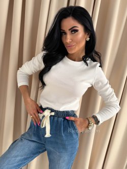 Bluzka bawełniana prążek PATTY, ecru