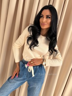 Bluzka bawełniana prążek PATTY, cream