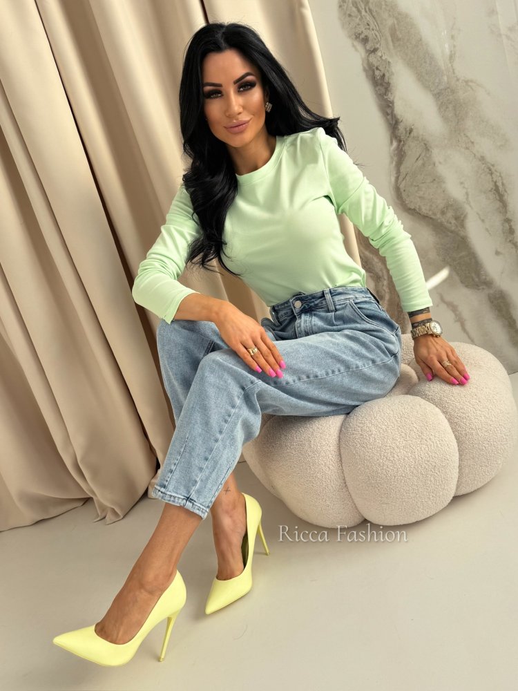 Bluzka z bawełny KATE, pistachio