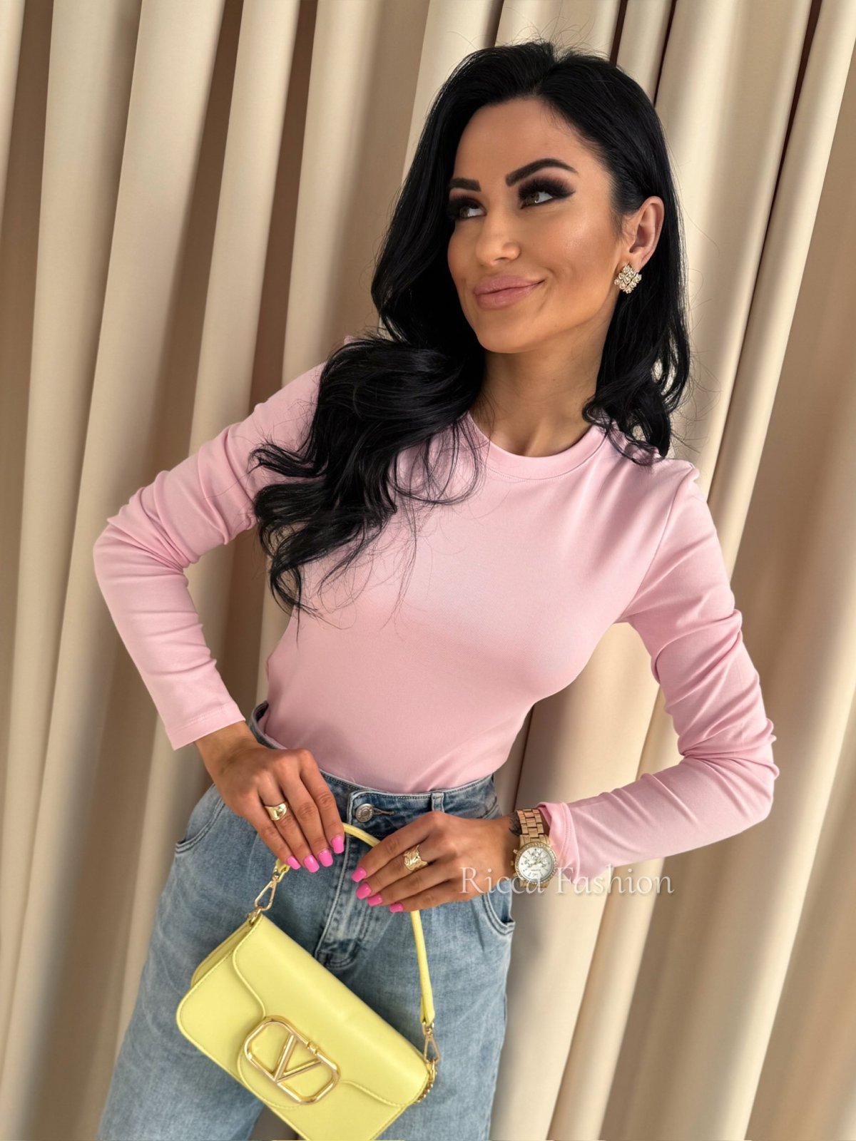 Bluzka z bawełny KATE, lila pink