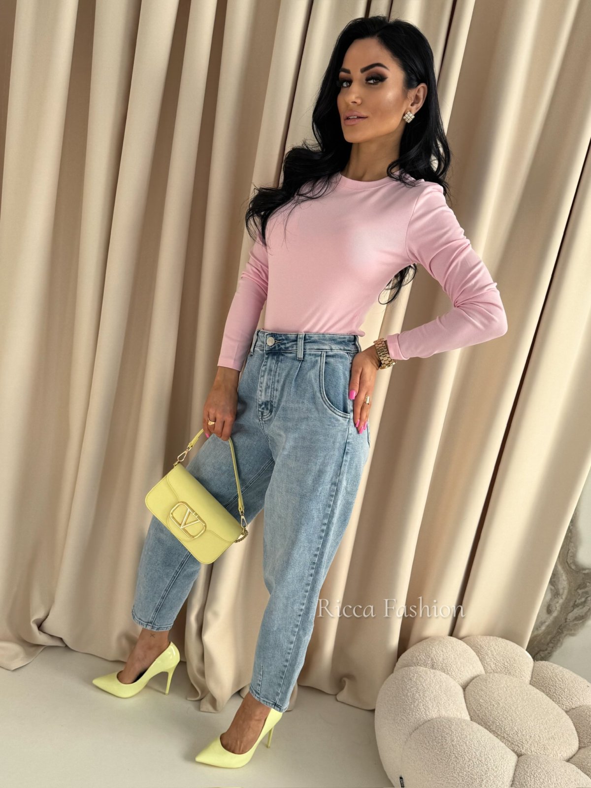 Bluzka z bawełny KATE, lila pink