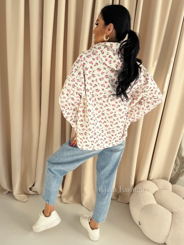 Bluza dresowa APRIL, nude/flowers