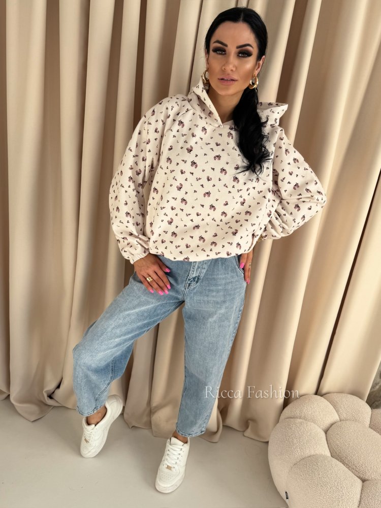 Bluza bawełniana FREESIA, nude