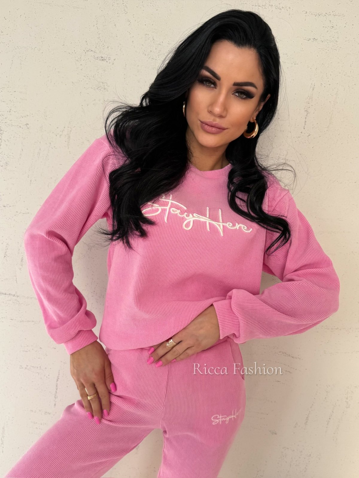 Komplet z wiskozą STAY WITH ME, sweet pink