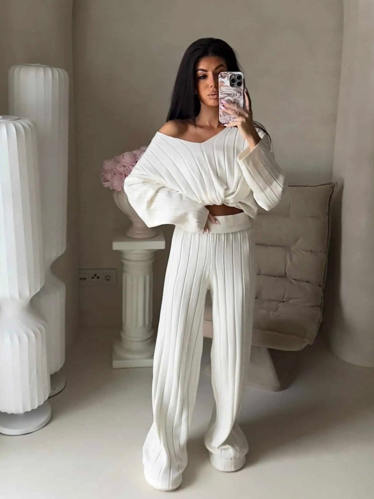 Komplet dzianinowy CANDICE, ecru