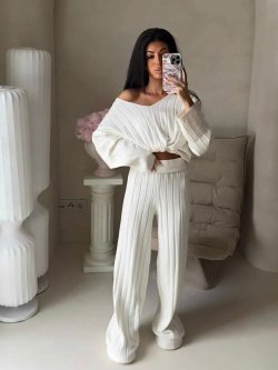 Komplet dzianinowy CANDICE, ecru