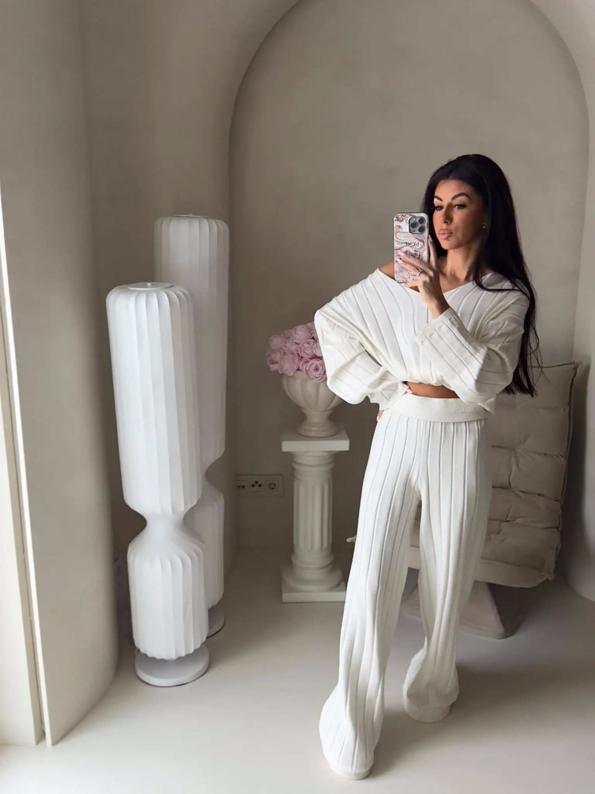 Komplet dzianinowy CANDICE, ecru