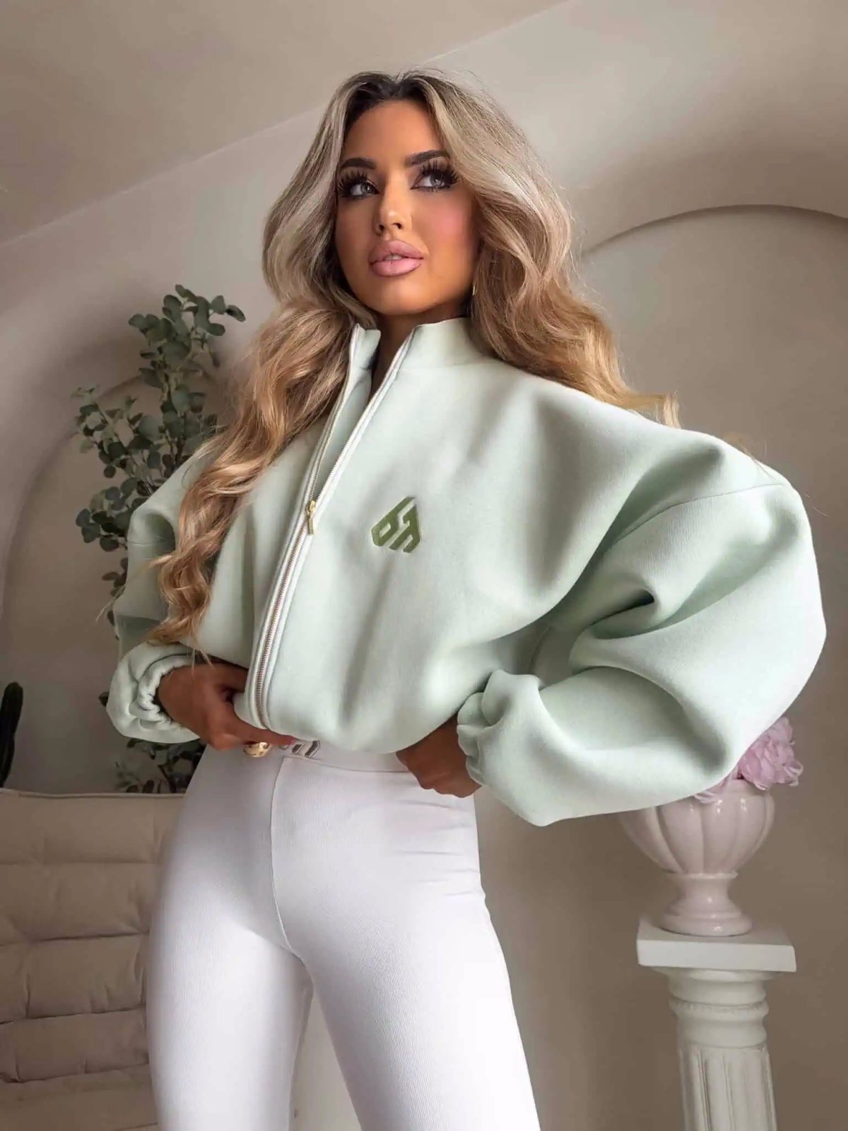 Bluza dresowa BESTIE, pistacjowa