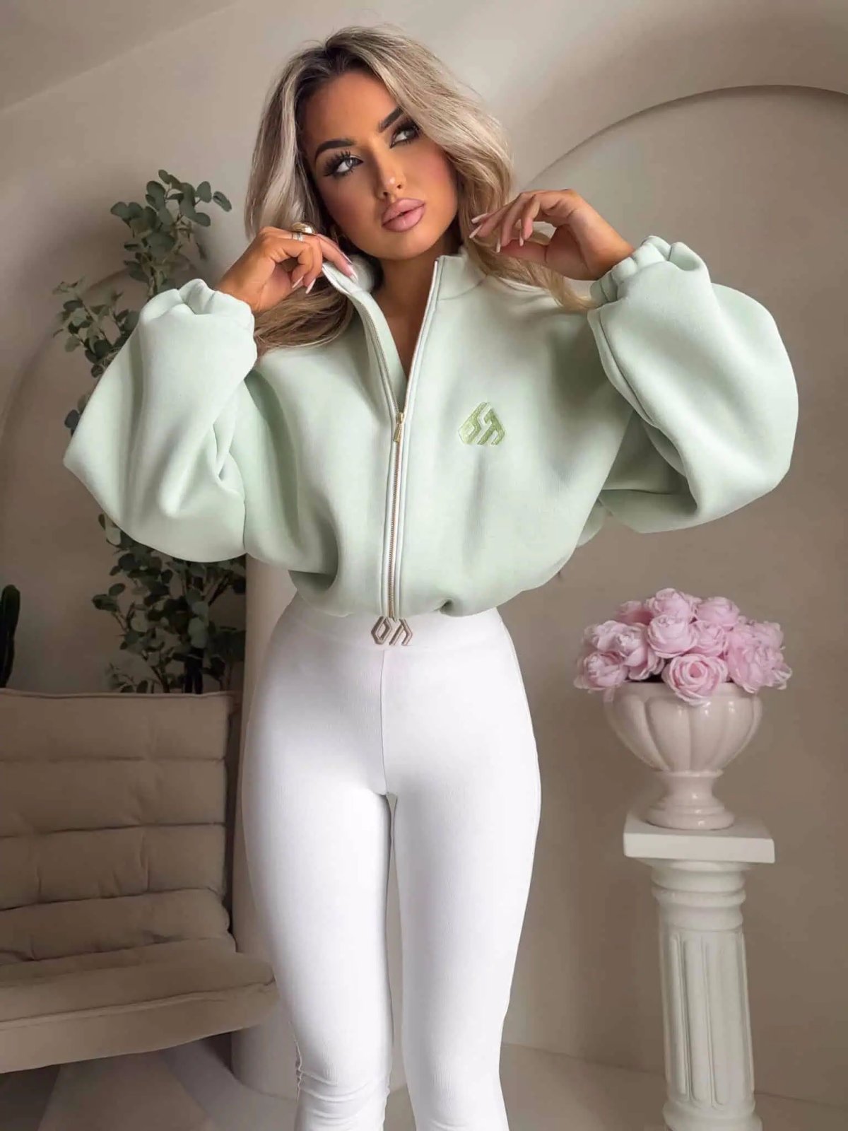 Bluza dresowa BESTIE, pistacjowa