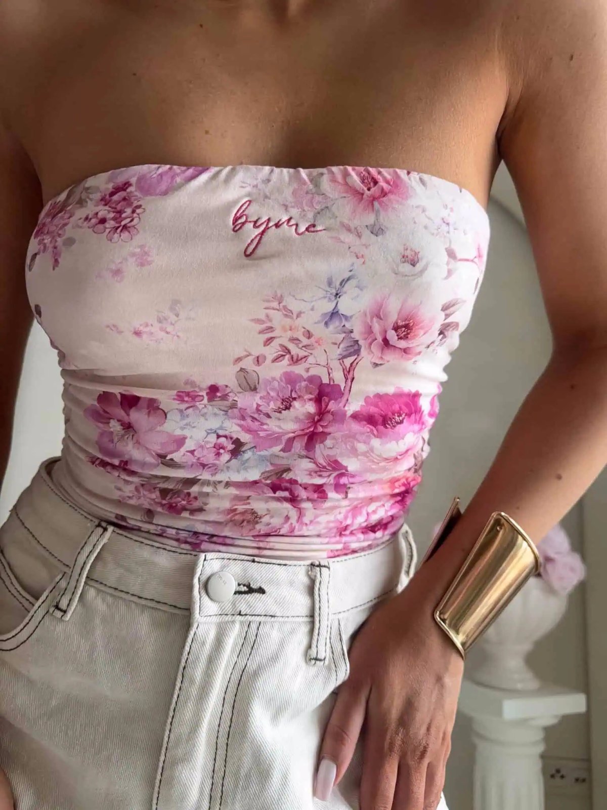 Top z wiskozy MAVEN, piwonia/puder