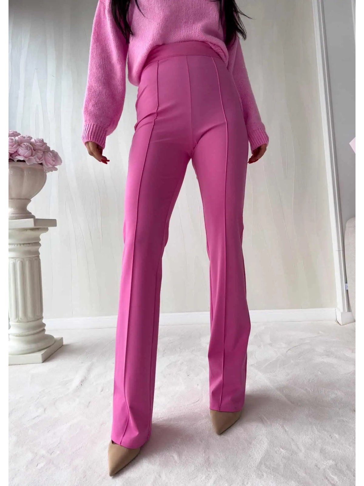 Spodnie dzwony TAMI, różowe