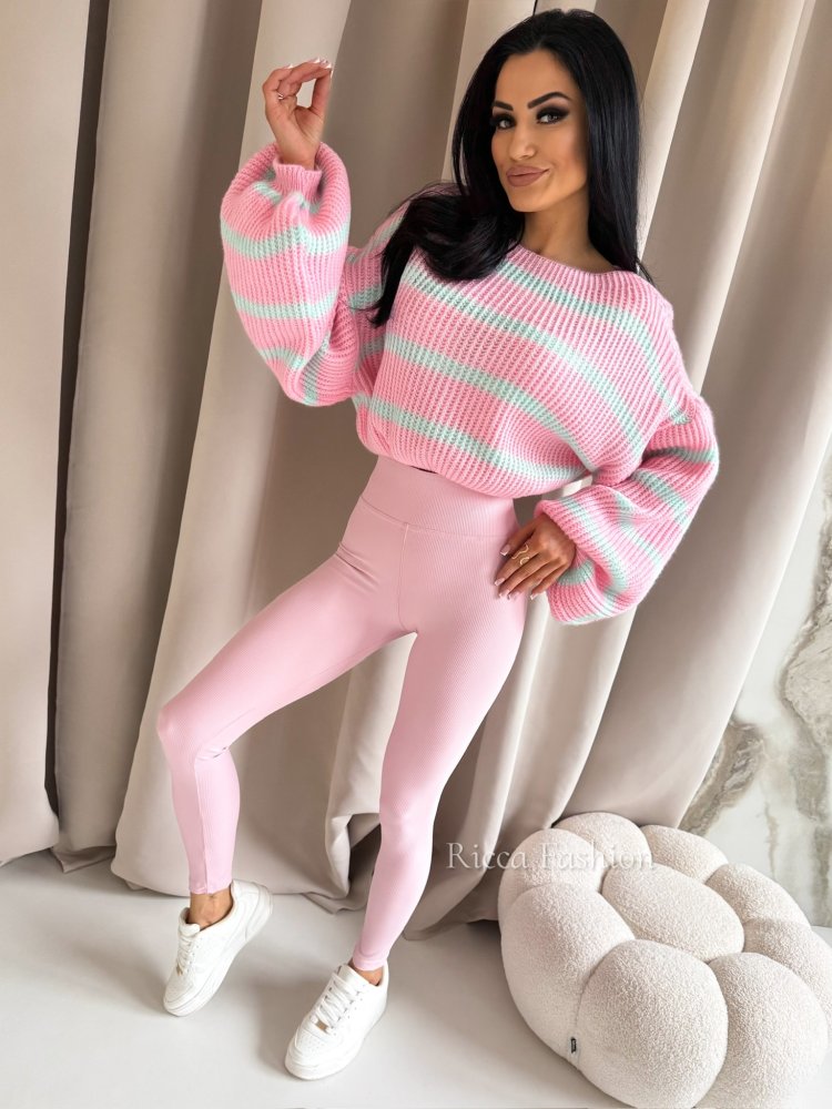 Sweter DIPSY STRIPS, pink/mint