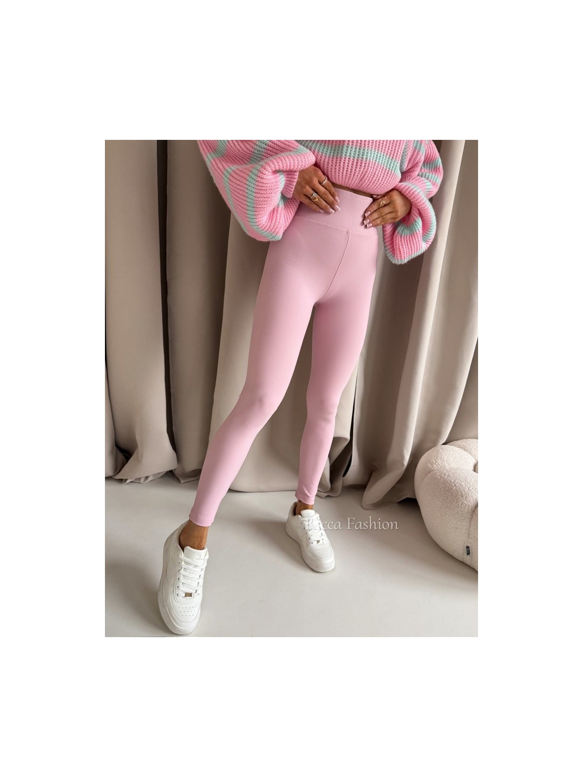 Legginsy prążkowane AMBER, powder