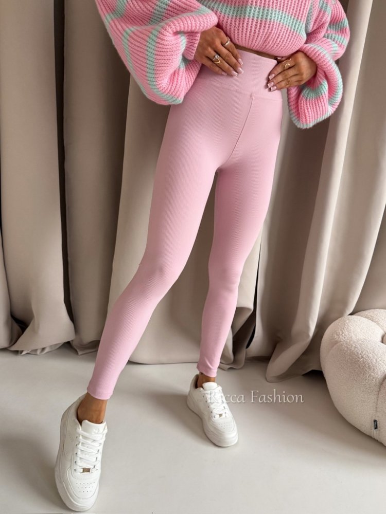 Legginsy prążkowane AMBER, powder