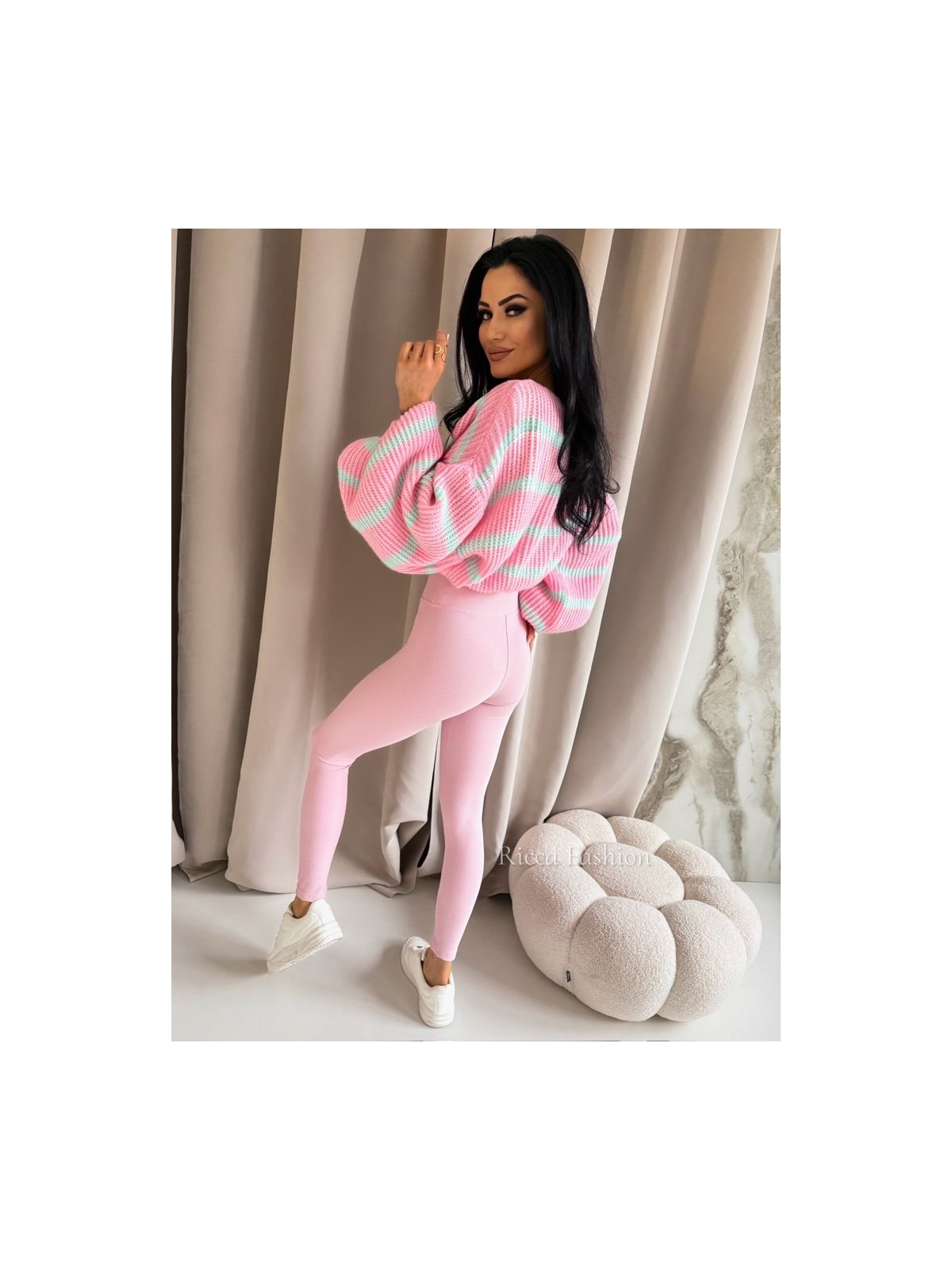 Legginsy prążkowane AMBER, powder