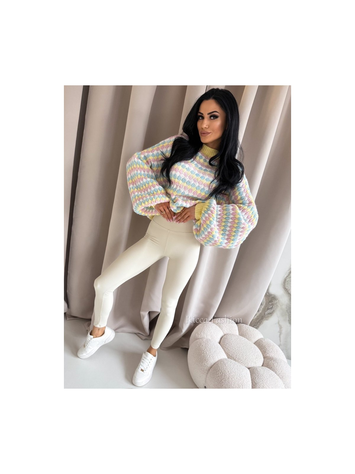 Legginsy prążkowane AMBER, beige