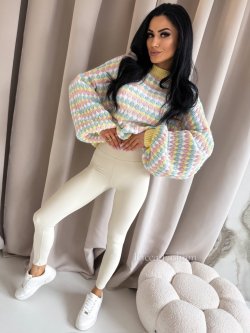 Legginsy prążkowane AMBER, beige