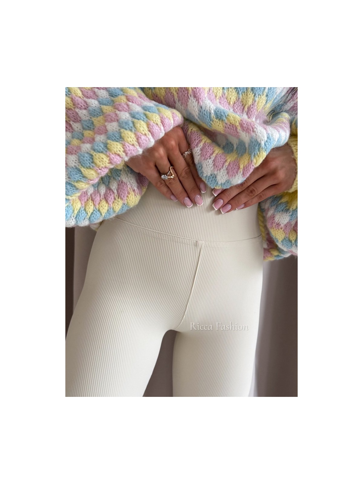 Legginsy prążkowane AMBER, beige