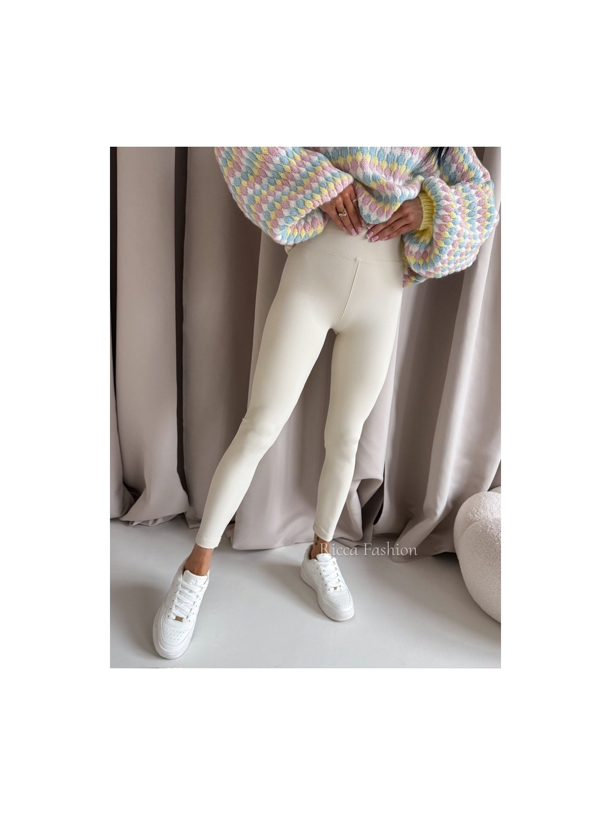 Legginsy prążkowane AMBER, beige