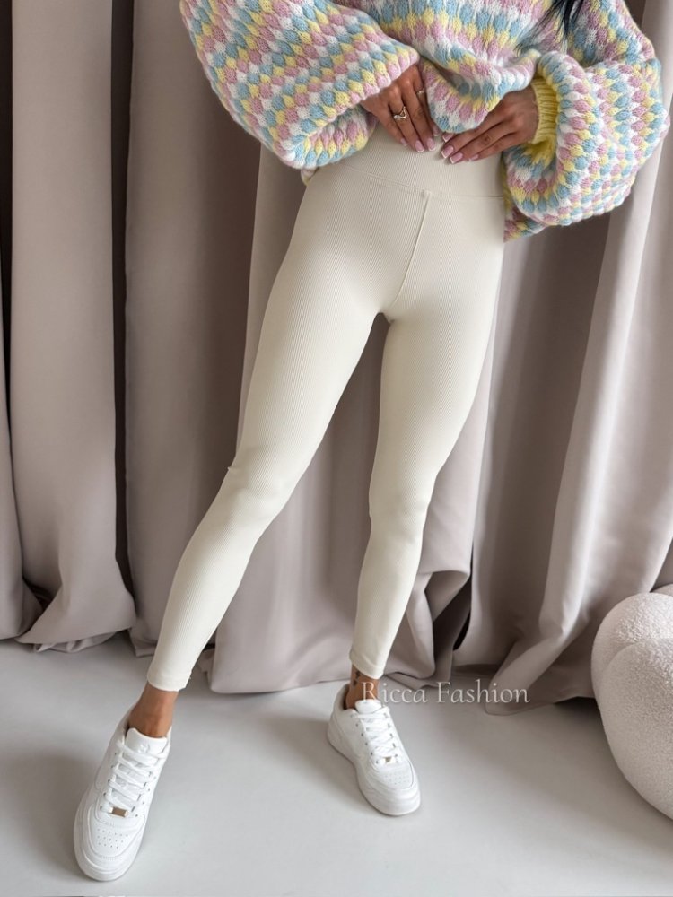 Legginsy prążkowane AMBER, beige