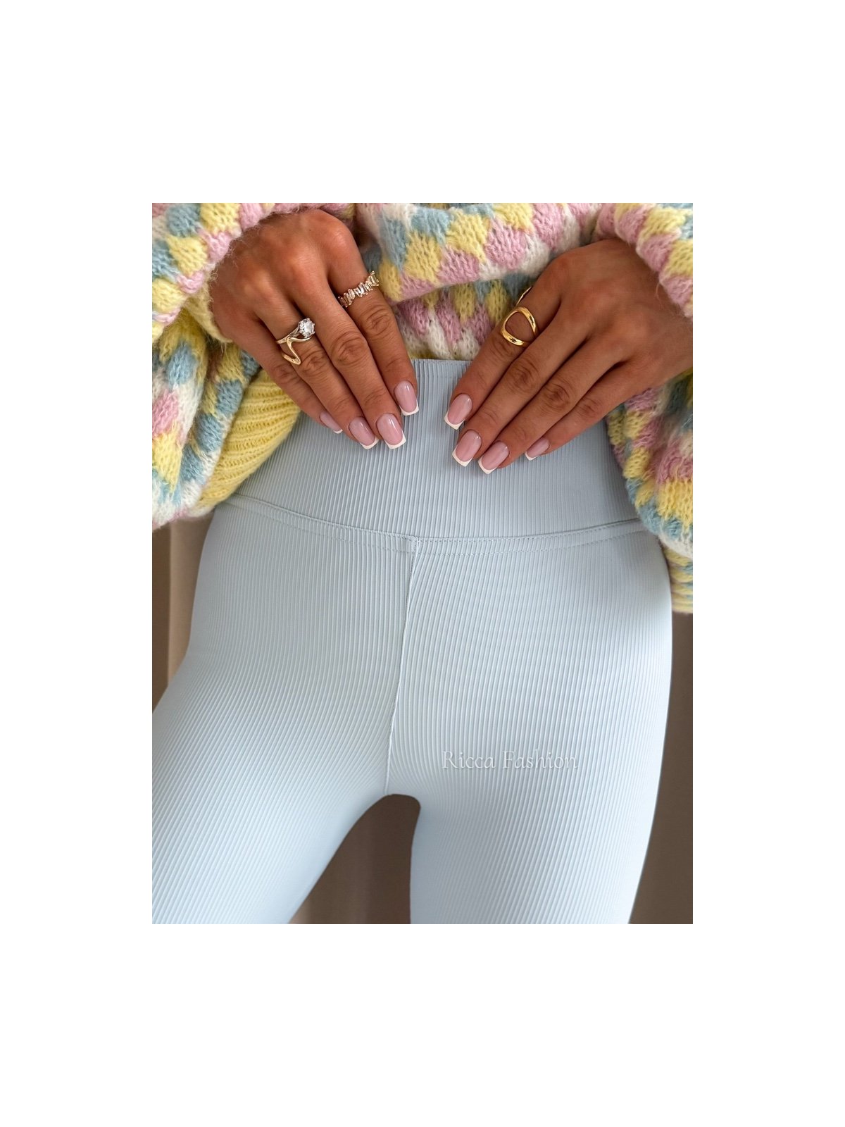 Legginsy prążkowane AMBER, baby blue