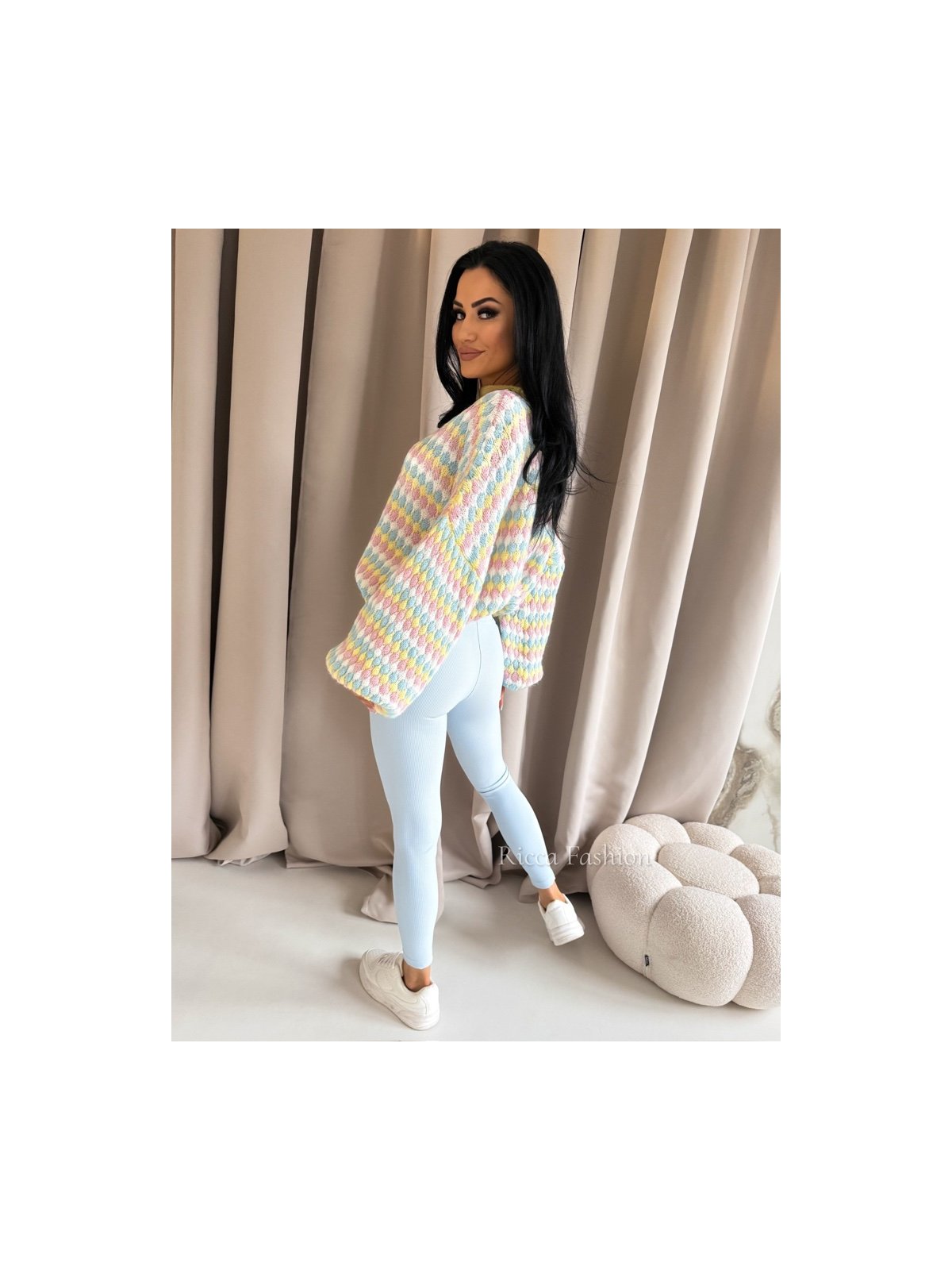 Legginsy prążkowane AMBER, baby blue