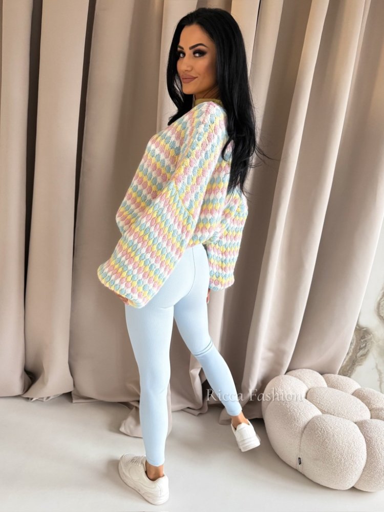 Legginsy prążkowane AMBER, baby blue