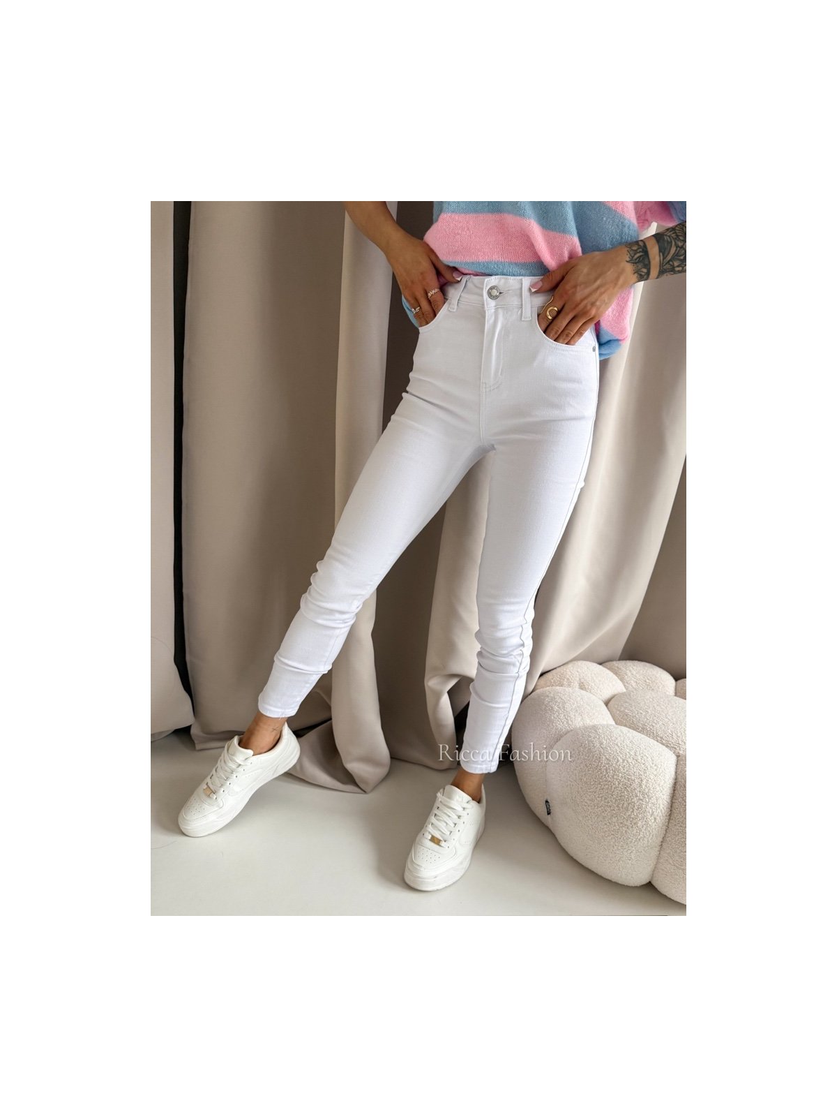 Spodnie skinny jeans LIONNE, white