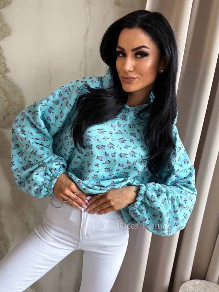 Bluza bawełniana PEONY, blue