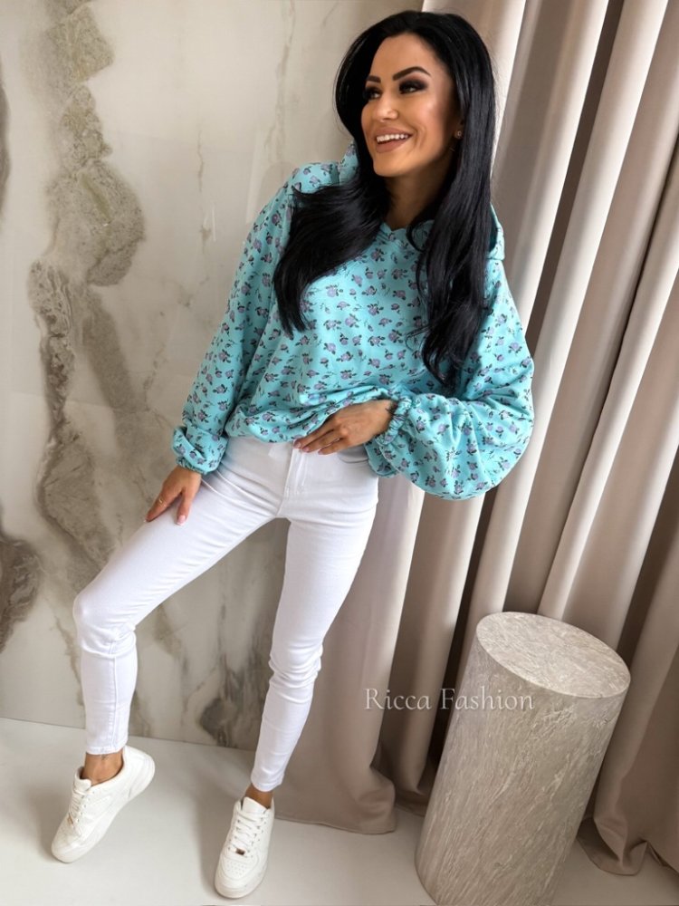 Bluza bawełniana PEONY, blue