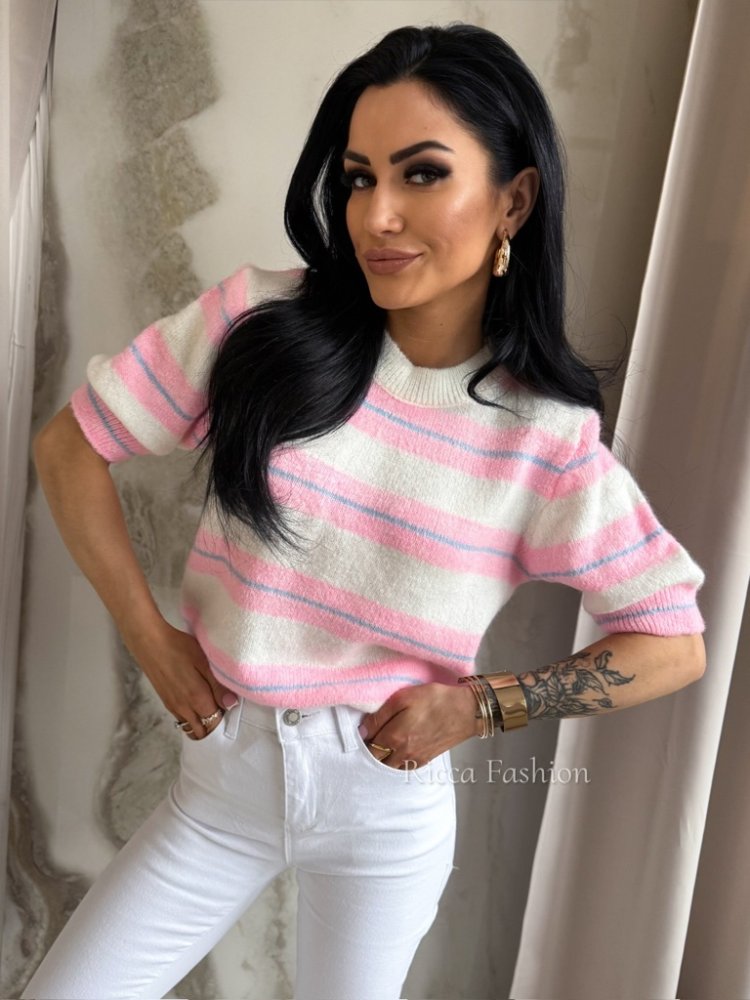 Sweter LIVIO, ecru/pink