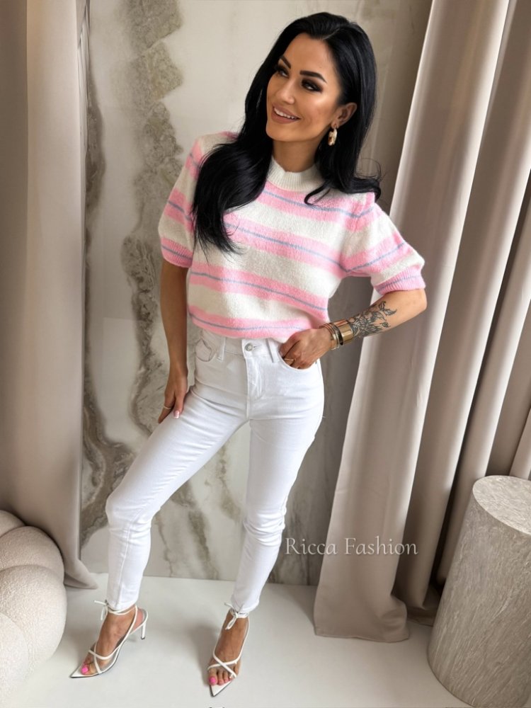 Sweter LIVIO, ecru/pink