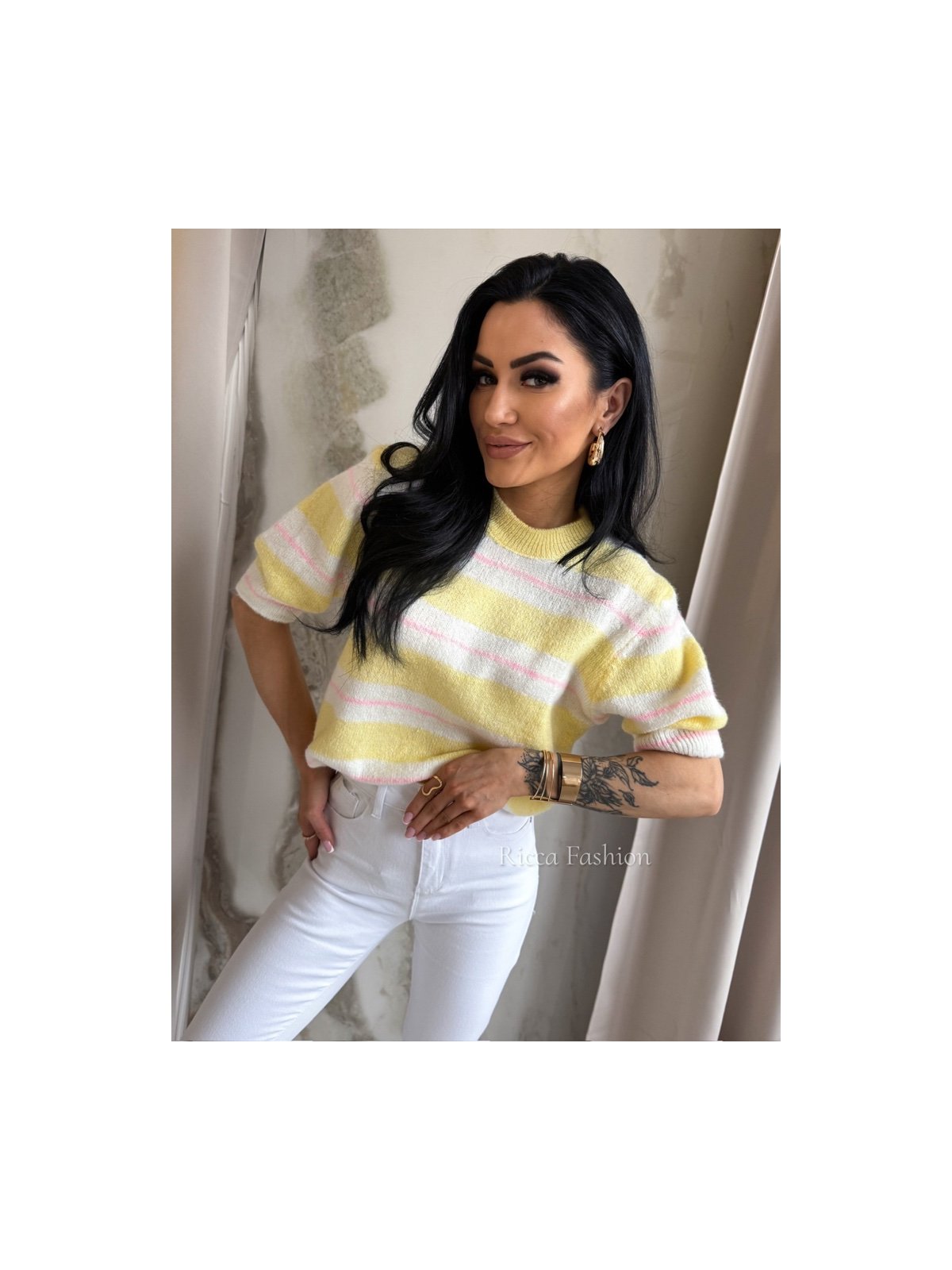 Sweter LIVIO, banana/ecru