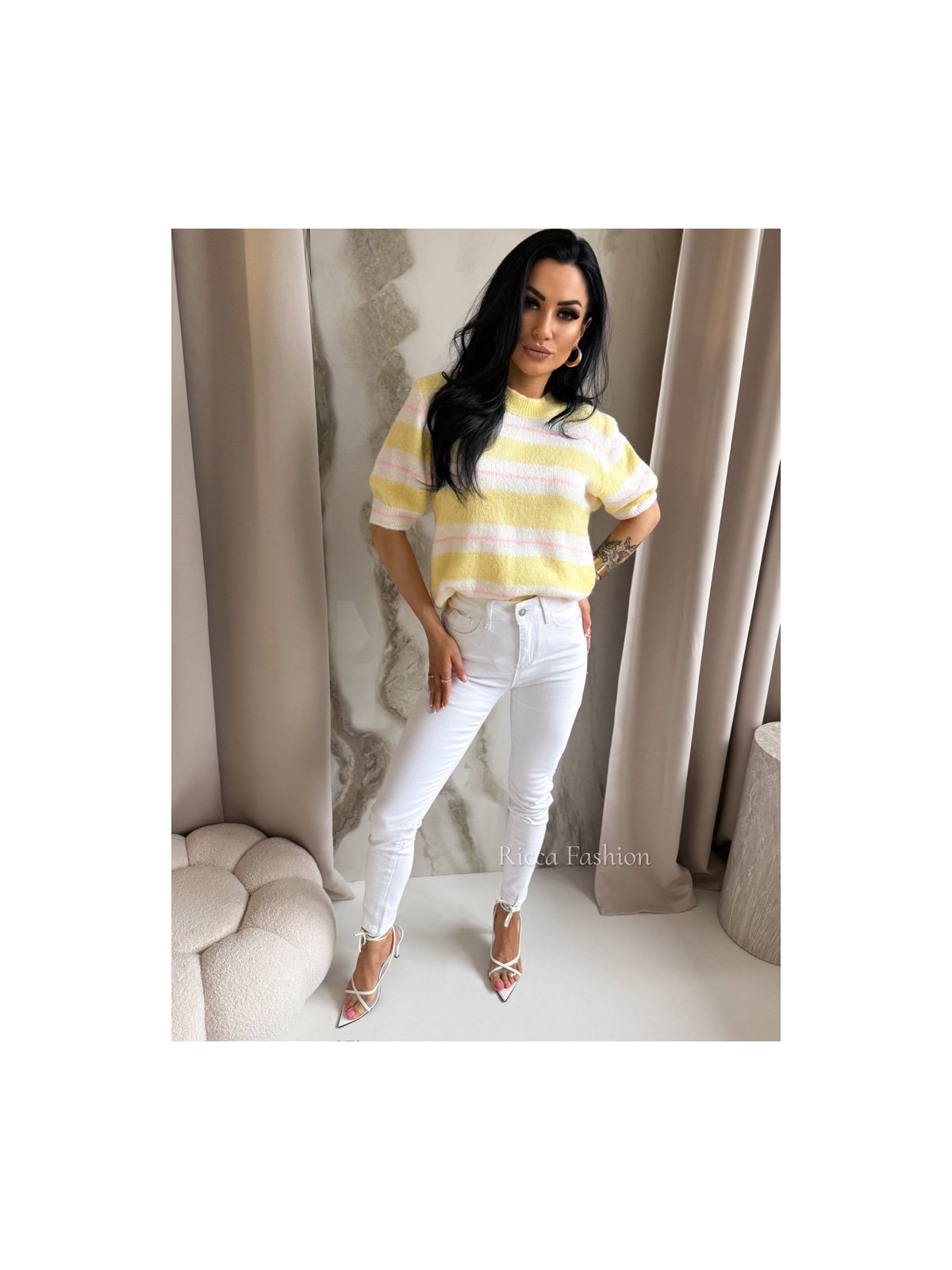 Sweter LIVIO, banana/ecru