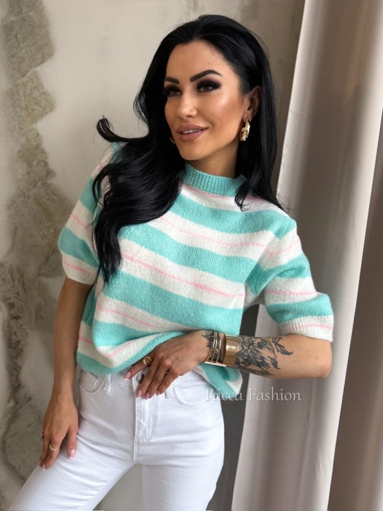 Sweter LIVIO, mint/ecru