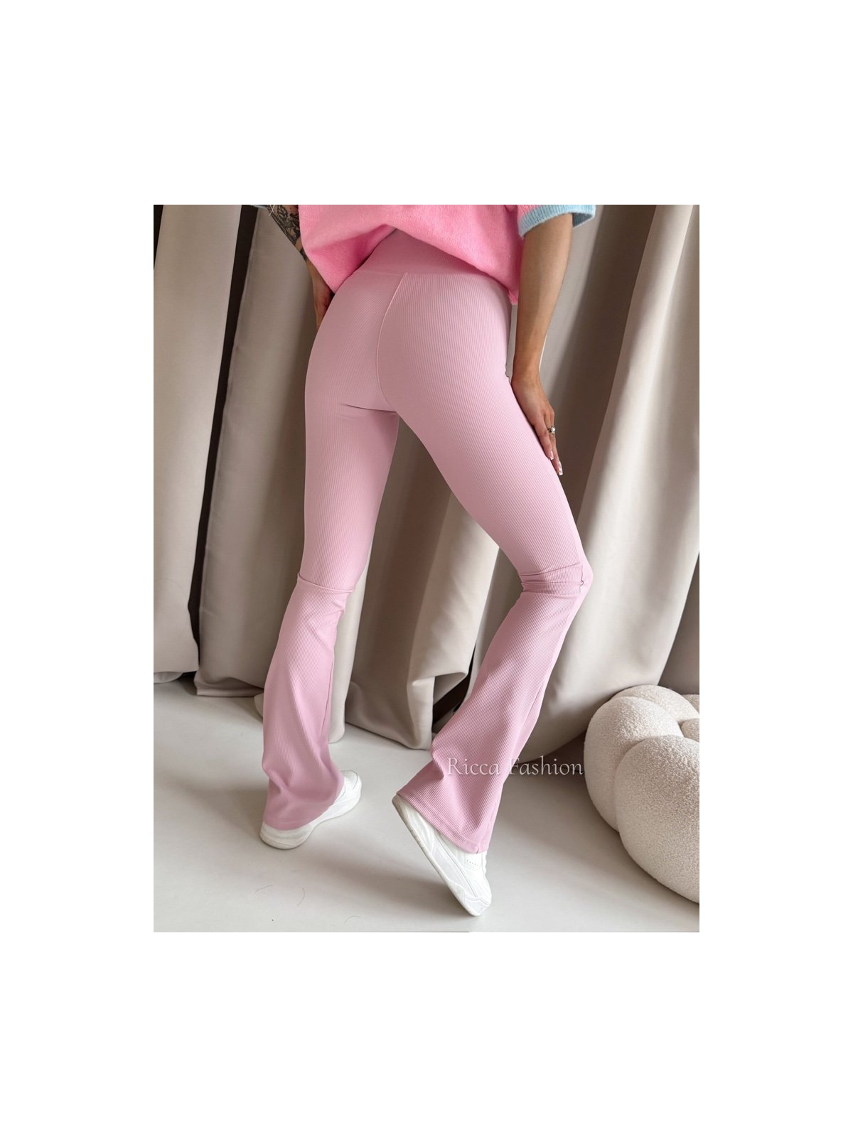 Spodnie prążkowane dzwony BEAT, powder