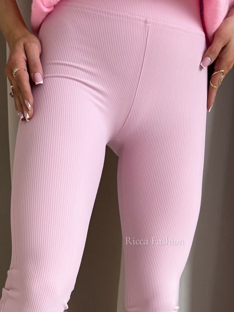 Spodnie prążkowane dzwony BEAT, powder