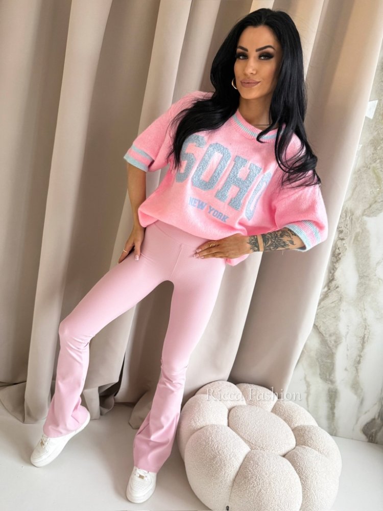 Spodnie prążkowane dzwony BEAT, powder