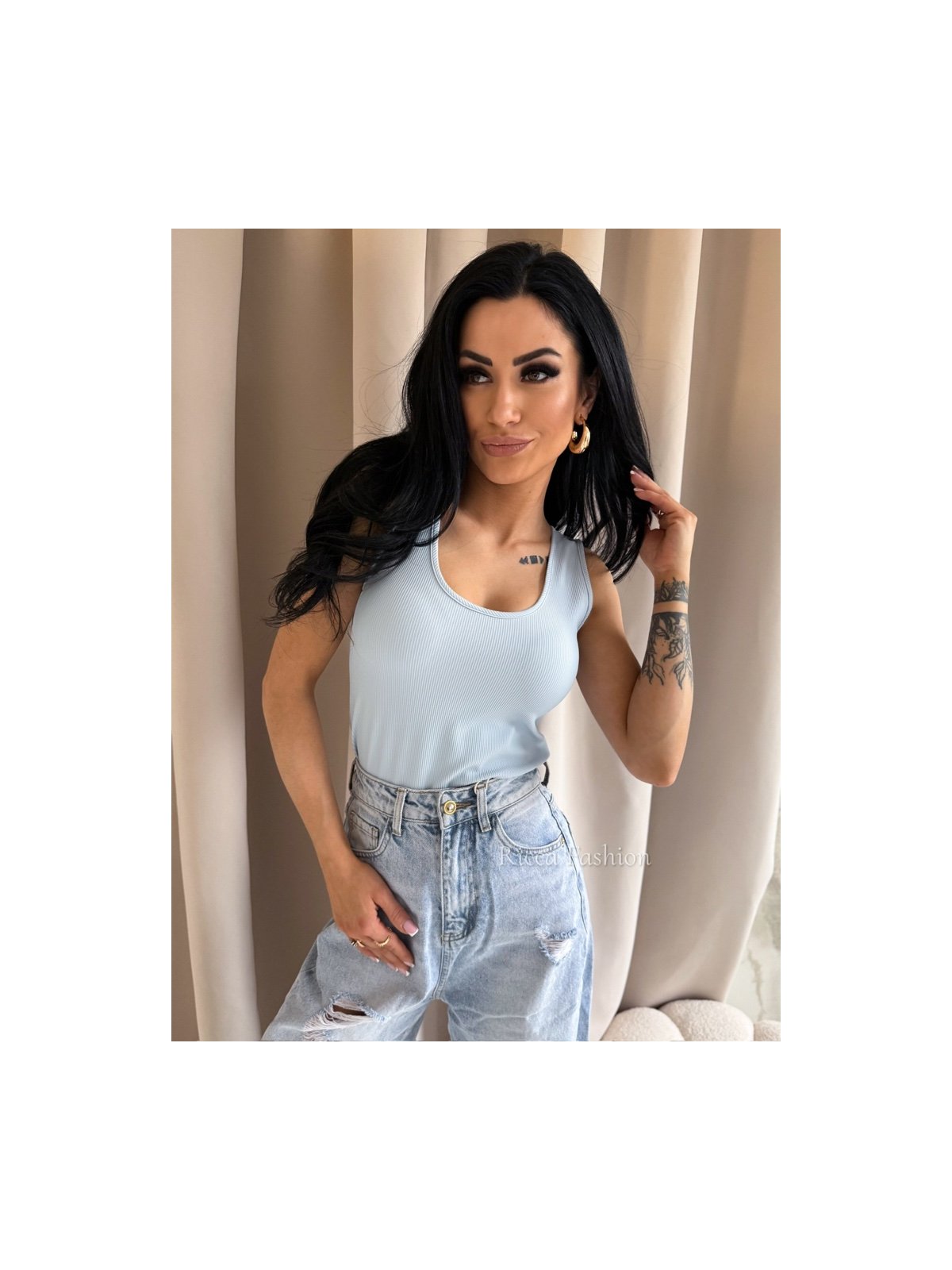 Bluzka/top prążek FUSION, baby blue