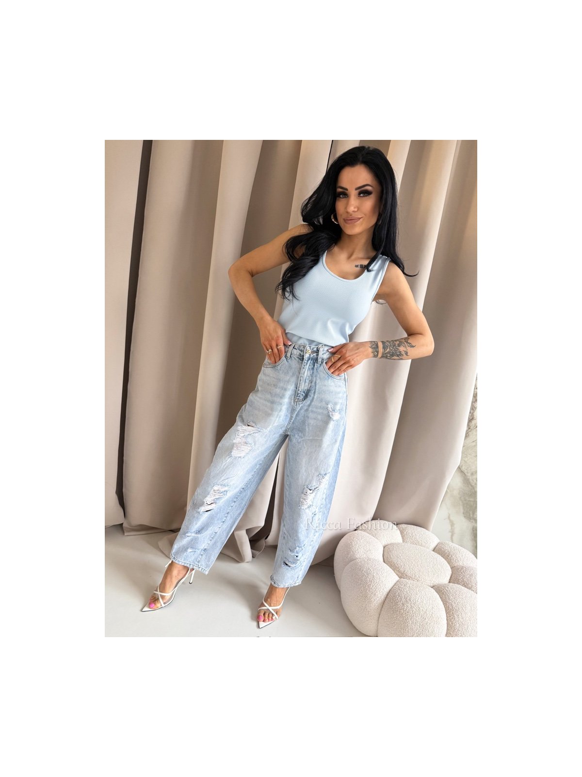 Bluzka/top prążek FUSION, baby blue