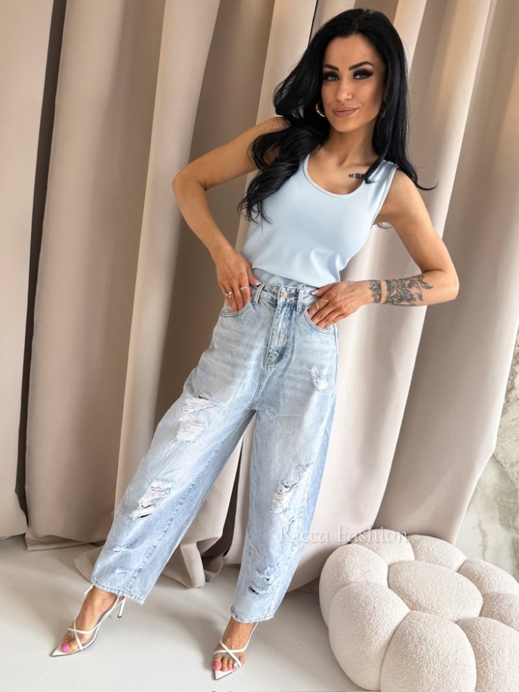 Bluzka/top prążek FUSION, baby blue