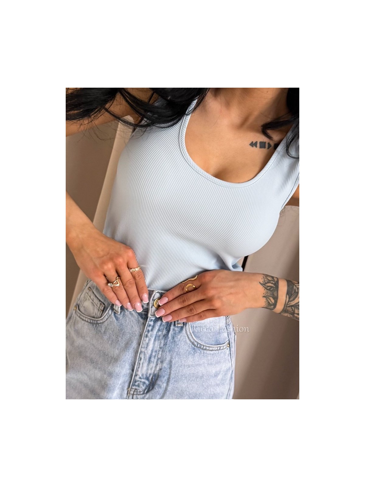 Bluzka/top prążek FUSION, baby blue