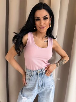 Bluzka/top prążek FUSION, powder