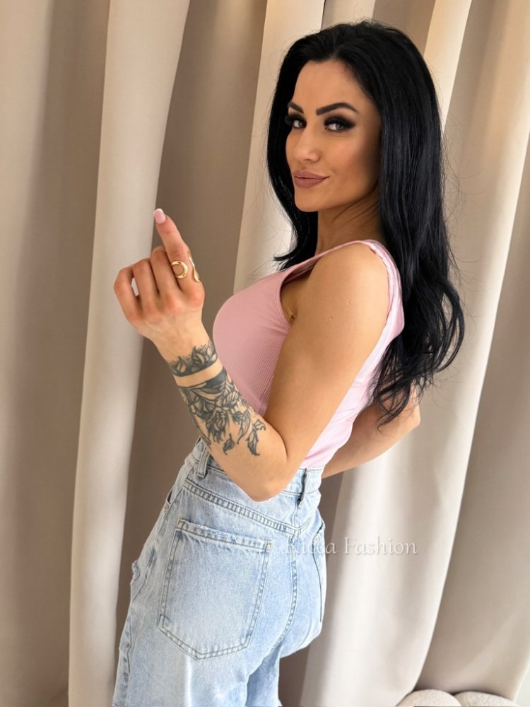 Bluzka/top prążek FUSION, powder