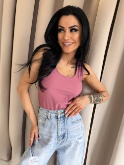 Bluzka/top prążek FUSION, antique pink