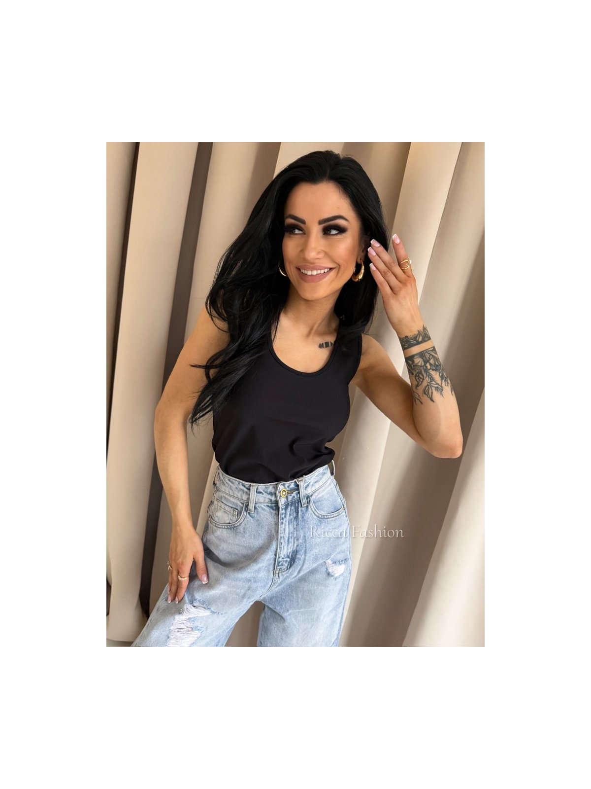 Bluzka/top prążek FUSION, black