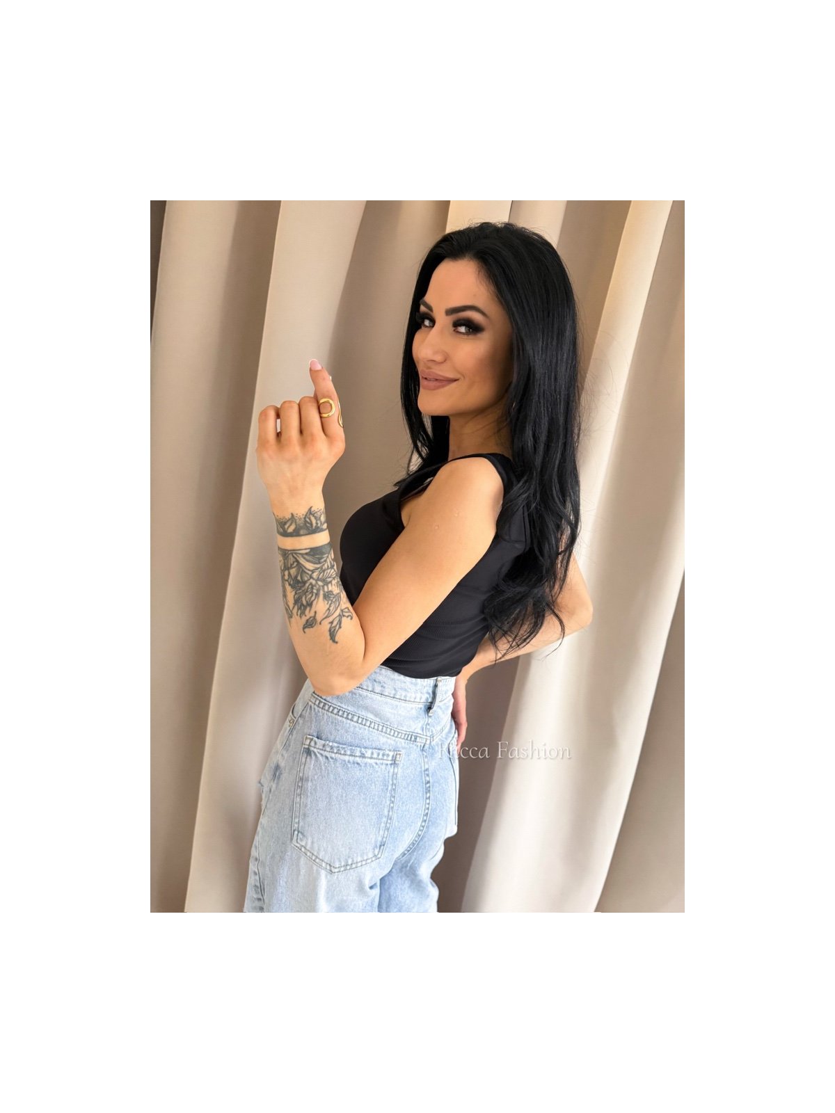 Bluzka/top prążek FUSION, black