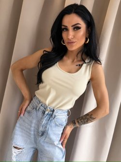 Bluzka/top prążek FUSION, beige